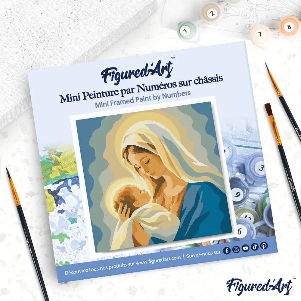Figured'Art Maria-gebed mini schilderen op nummer 20x20 cm met frame