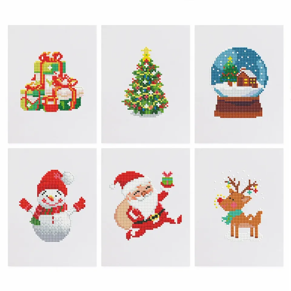 Figured'Art Feestelijke Kerst mini diamond painting 6 stuks 15x20cm