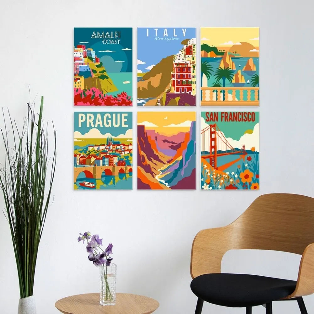 Figured'Art Grand Tour-poster mini schilderen op nummer 6 stuks