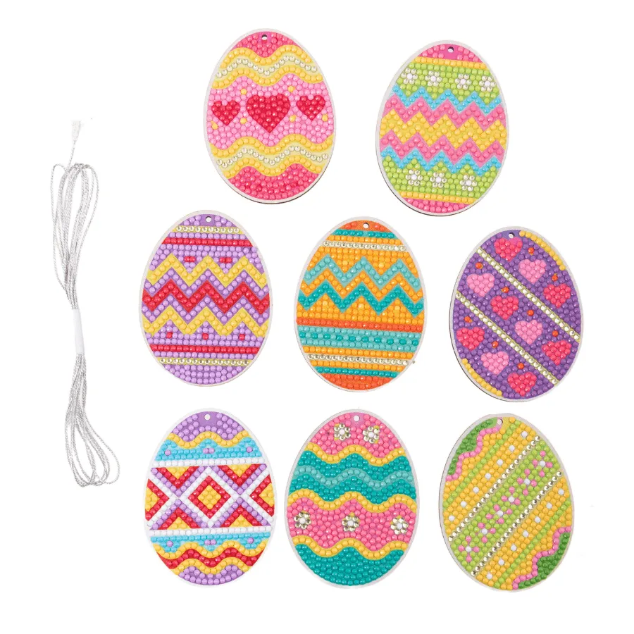 Craft Buddy Crystal Art Easter Eggs hangers set van 8 pasen
