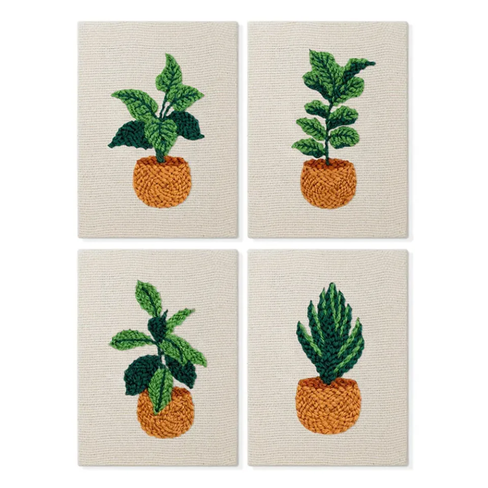 Figured'Art Stedelijke Jungle 1 punch needle set 15x20 cm 4 stuks