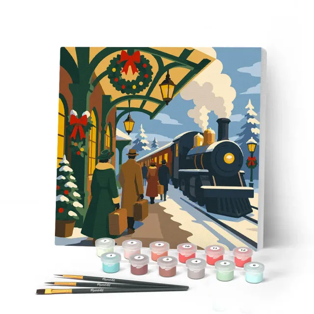 Figured'Art Mini Feestdagenexpress schilderen op nummer 20x20 frame