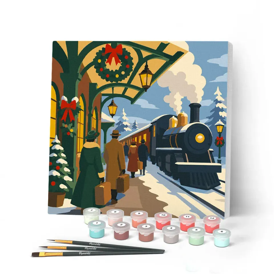 Figured'Art Mini Feestdagenexpress schilderen op nummer 20x20 frame
