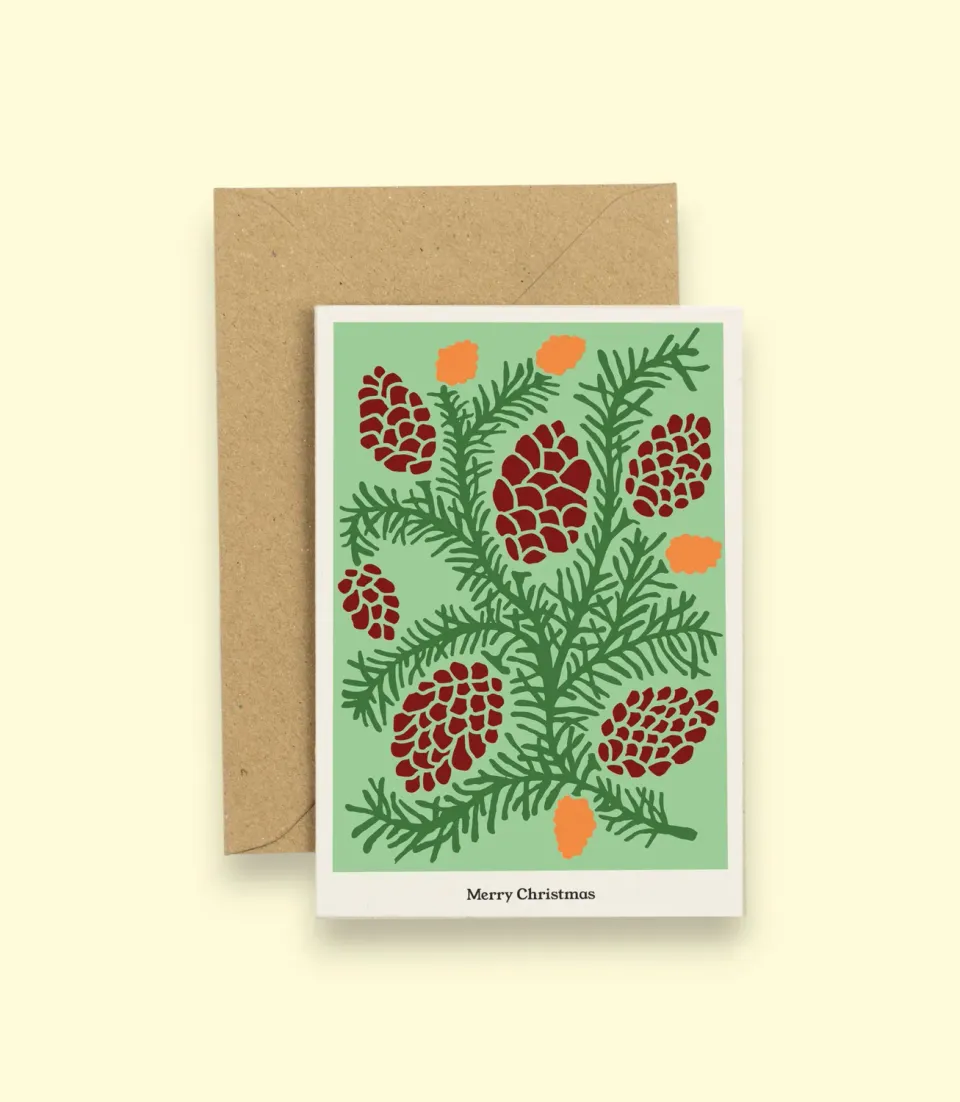 Studio Wald Christmas Plants Pine A6 kerstkaart den