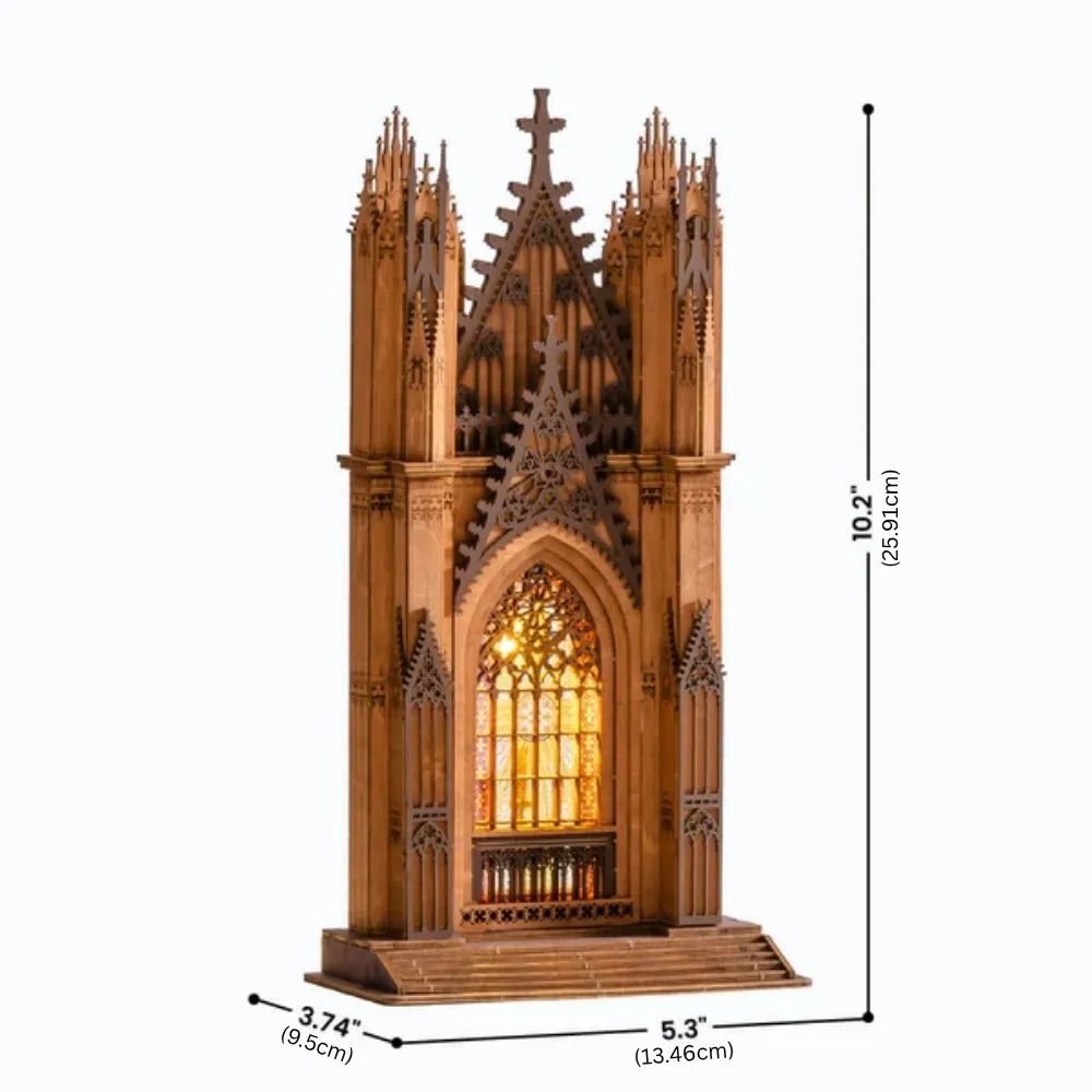Figured'Art Kathedraal met twee torens 3D puzzel hout 111 stukjes LED