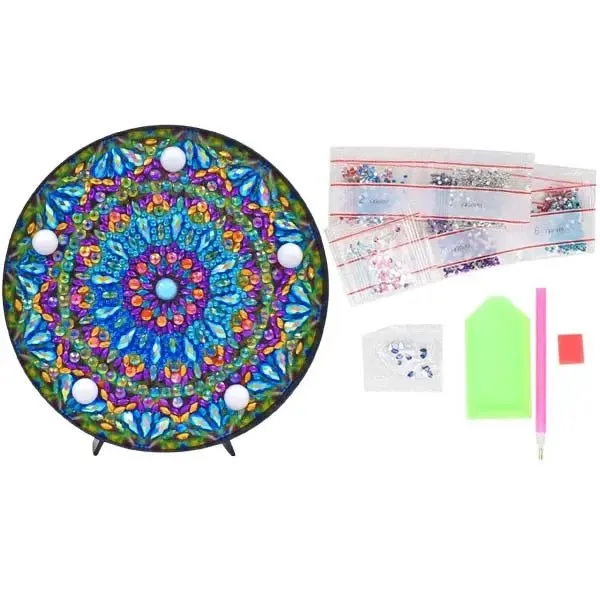 Figured'Art Mandala Blauw LED-lamp diamond painting 15cm
