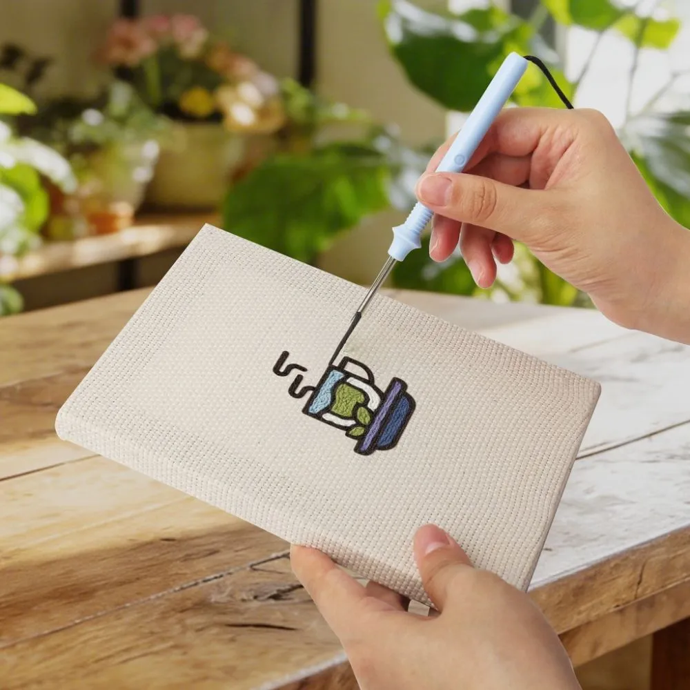 Figured'Art Koffie en Thee Tijd punch needle set 4 stuks met frame