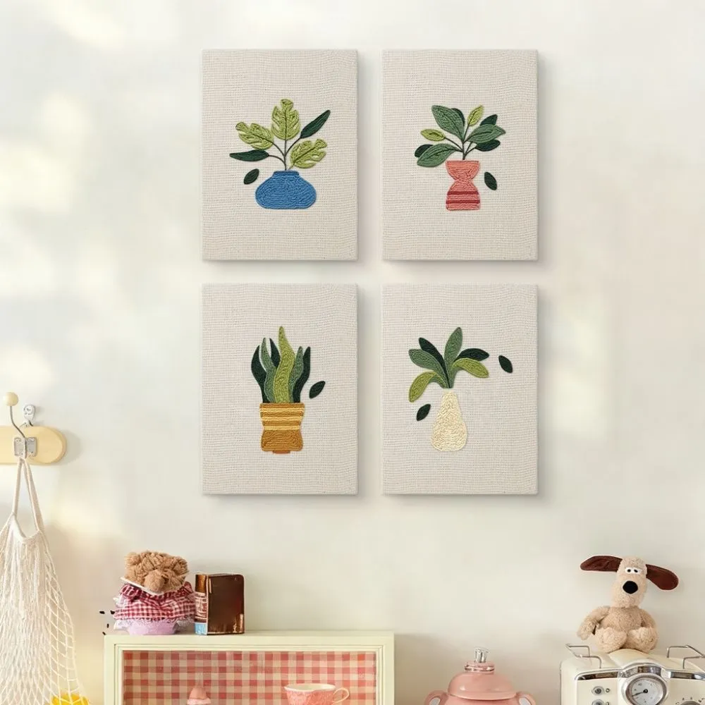 Figured'Art Plantenliefhebber Set 3 punch needle set 4 stuks met frames