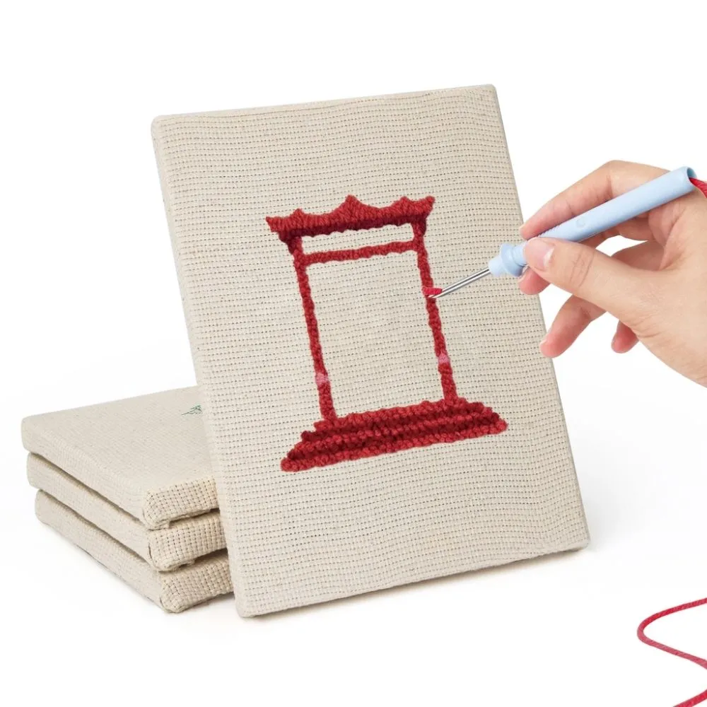 Figured'Art Wereld Monumenten punch needle set 4 stuks met frame