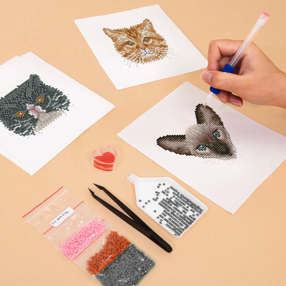 Figured'Art Kattenvrienden mini diamond painting 15x20 cm 4 stuks