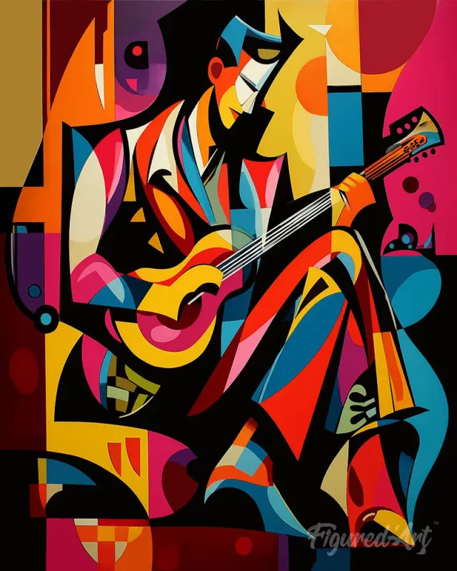 Figured'Art Gedurfd Abstract Gitarist diamond painting 40x50 cm