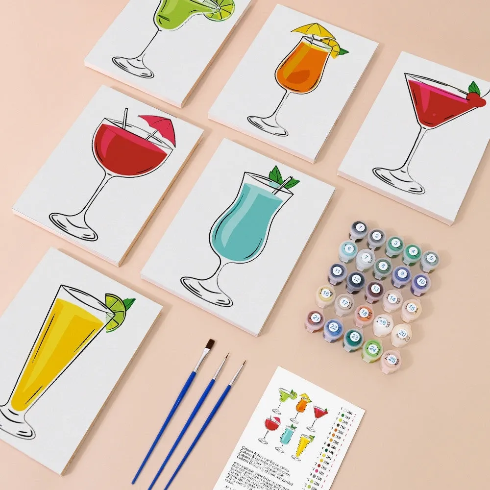 Figured'Art Klassieke Cocktails schilderen op nummer 15x20 cm 6 stuks
